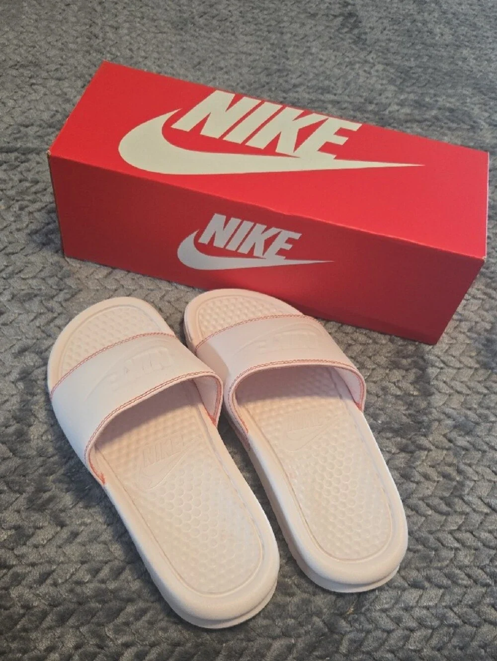 Nike Benassi JDI Slides Women’s 6 Light Blush Pink White 343881-115 New in Box